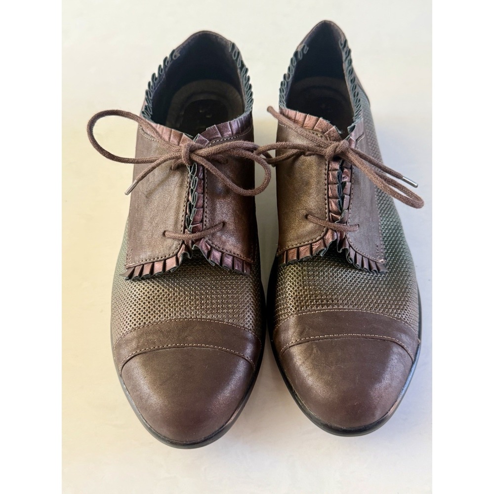 Naot Leather Steampunk Oxford Shoes 10 US 41 EU Ruffle Aura Metal Oil Academia - Picture 10 of 11